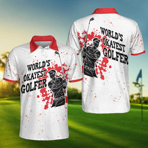 World's Okayest Splash Golfer Silhouette White Best Golf Polo Shirt