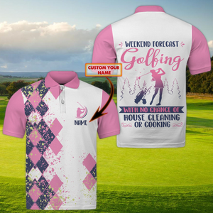 Personalized Golf Pink Polo Shirt For Men