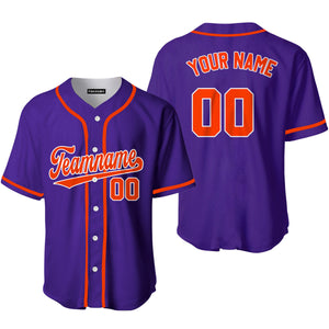 Personalized Orange White And Purple Baseball Tee Jersey