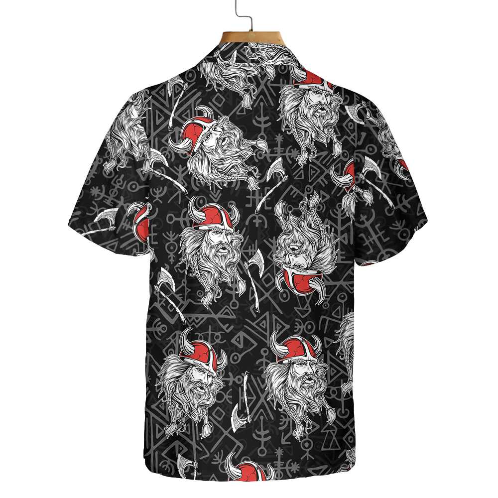 Viking Head Seamless Pattern God Odin - Hawaiian Shirt