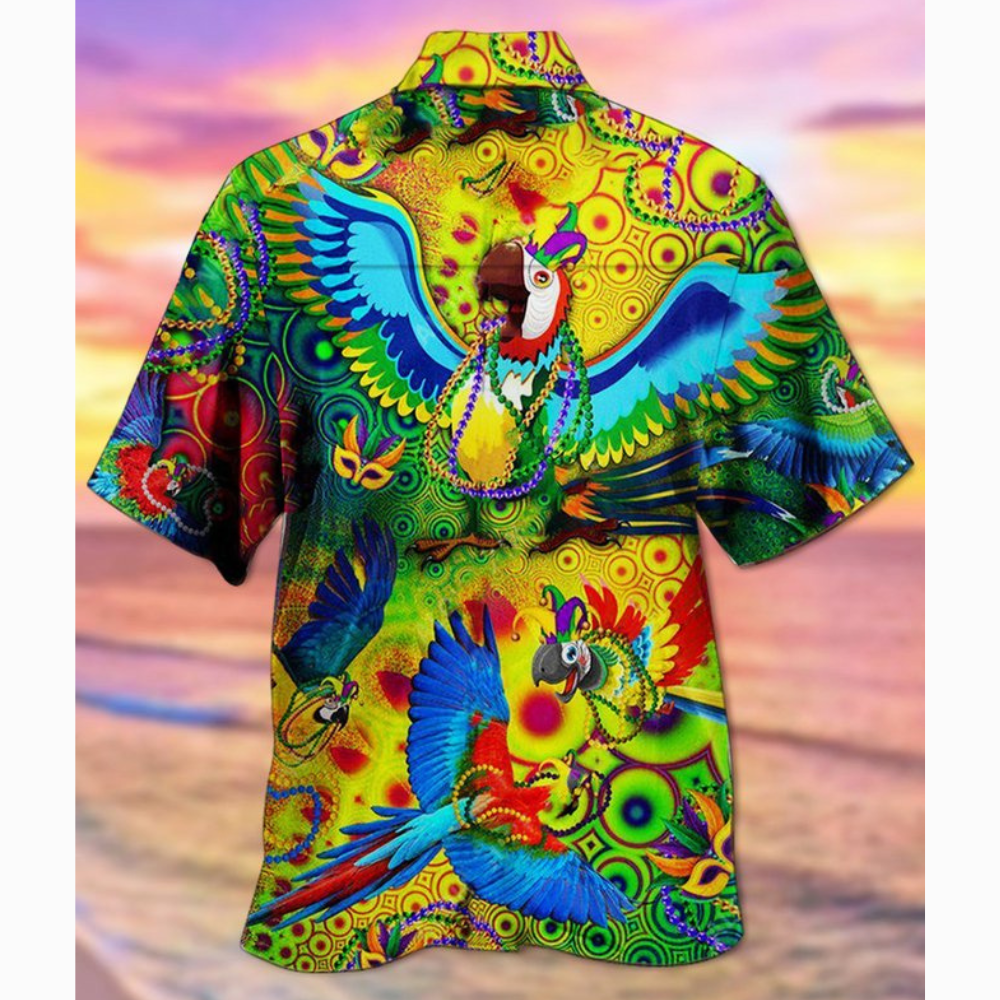 Mardi Gras Colorful Parrot - Gift For Family, Friends - Hawaiian Shirt