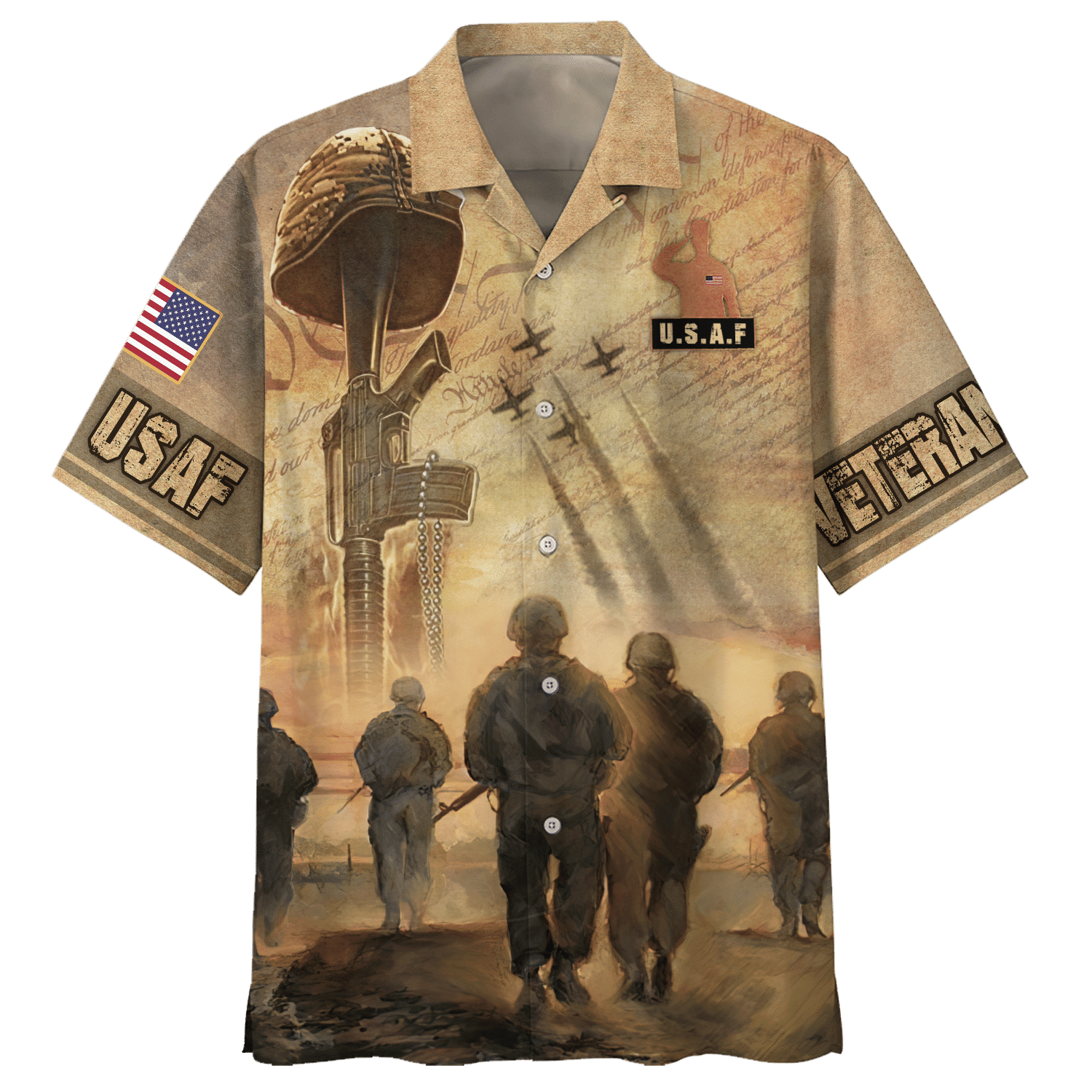 Air Force U.S.A.F Veteran Soldiers And Gun - Hawaiian Shirt