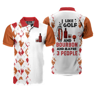 I Like Golf And Bourbon Red Golf Polo Shirt