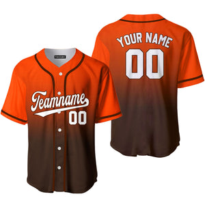 Personalized White Brown Orange Fade Fashion Baseball Tee Jersey