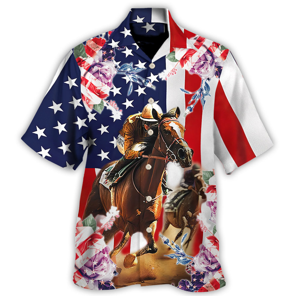 America Horse Racing Rose -  Hawaiian Shirt