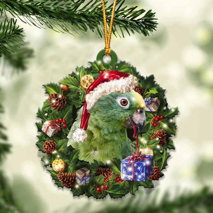 Amazon Parrot And Christmas Ornament - Gift For Bird Lover