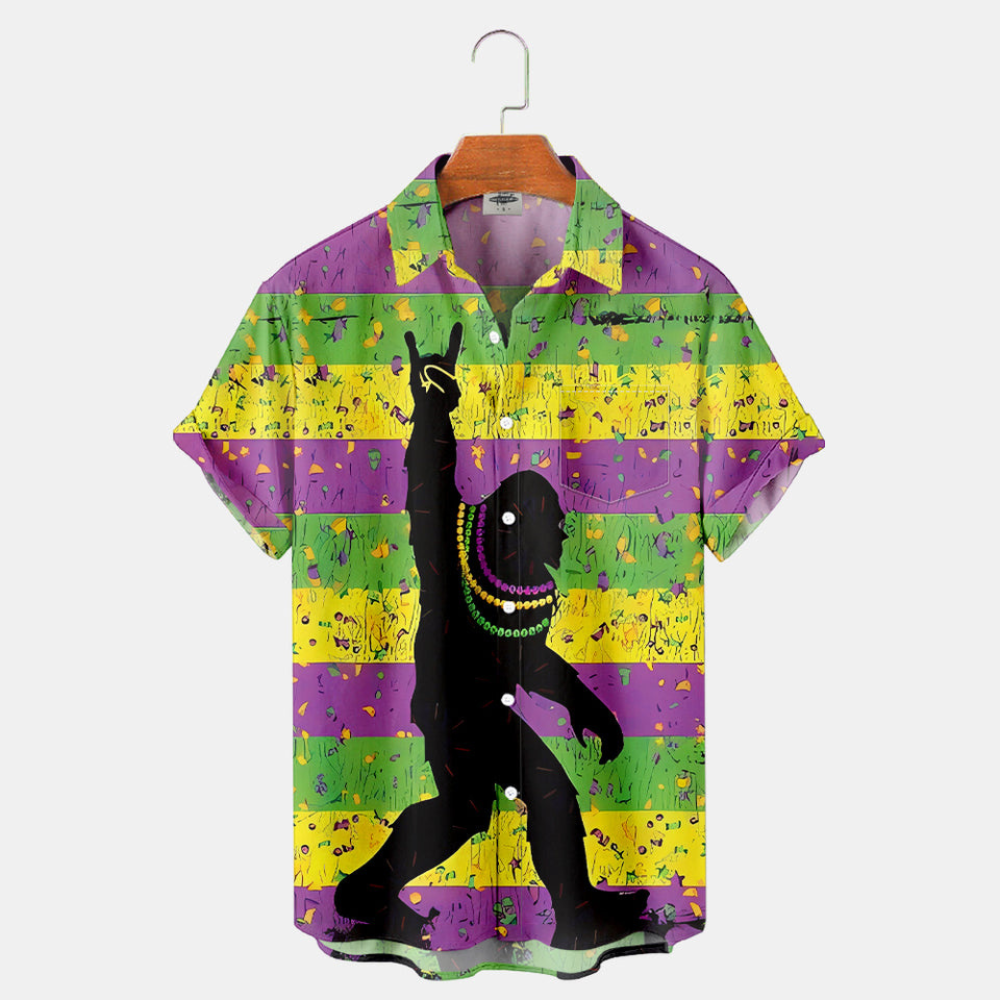 Happy Mardi Gras Dancing Big Foot - Hawaiian Shirt