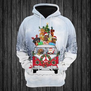 Christmas Peace Dachshund Red Truck - Hoodie