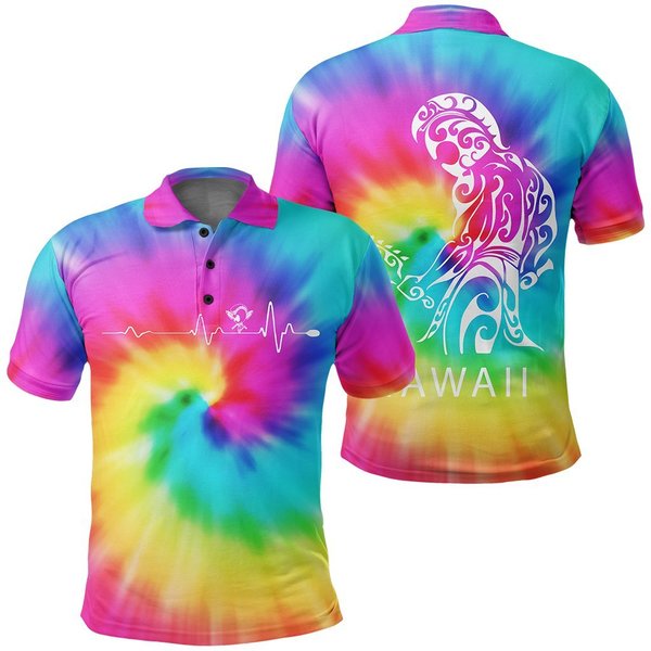 Hawaiian Warrior Tie Dye Polo Shirt For Men