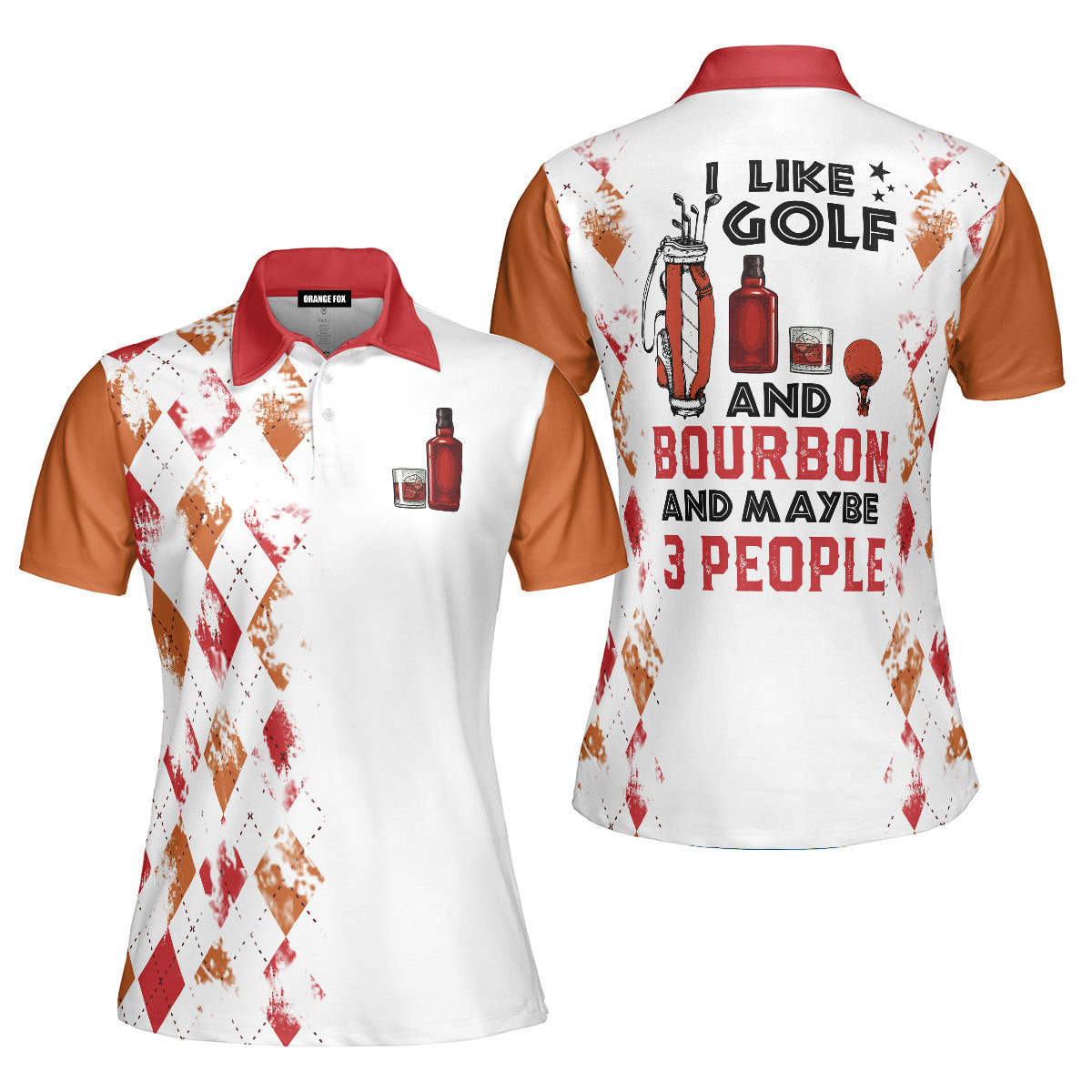 I Like Golf And Bourbon Red Golf Polo Shirt