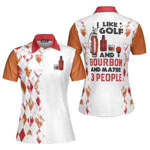 I Like Golf And Bourbon Red Golf Polo Shirt