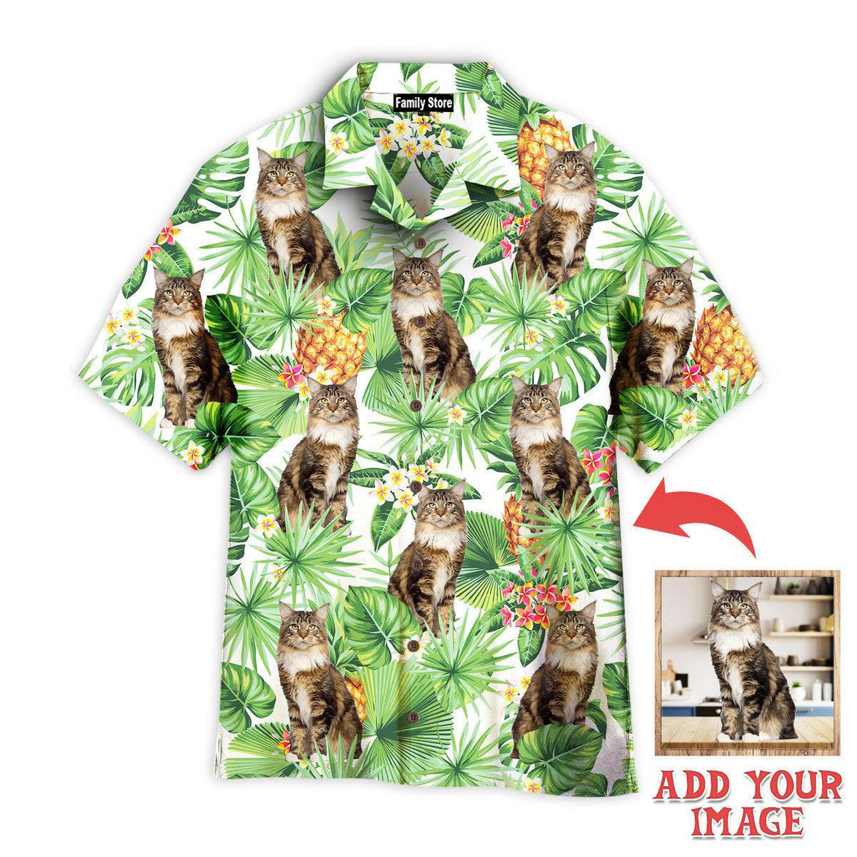 Custom Photo Tropical Pineapple Maine Coon Cat - Gift For Pet Lovers -  Hawaiian Shirt