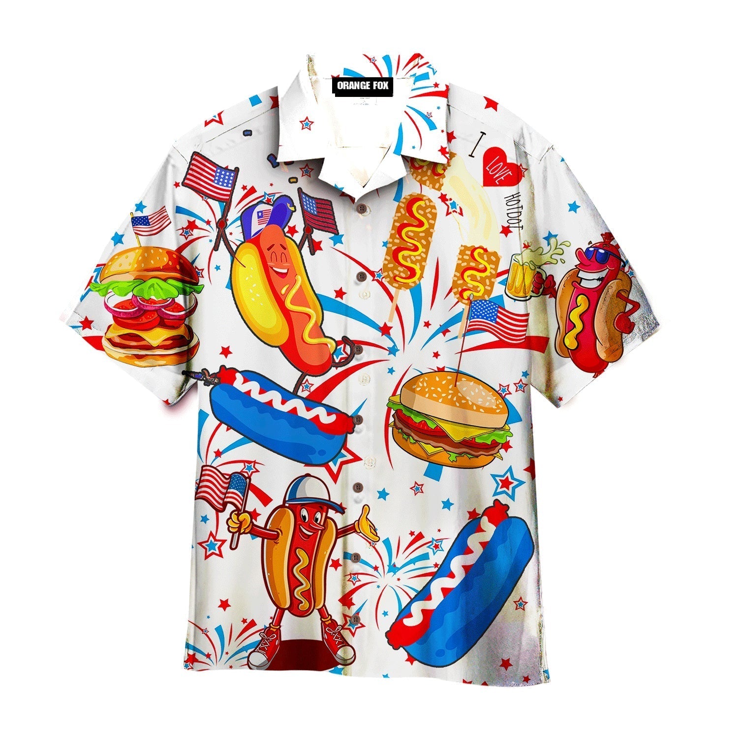 Funny American Hot Dog 4th Of July Independence Day Patriotic Hawaiian Shirt