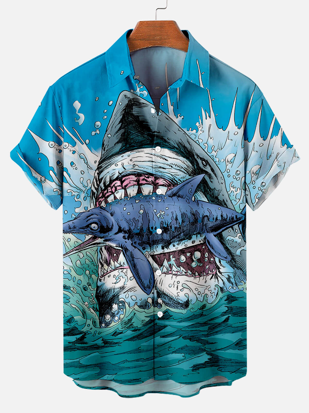 Shark Is Hunting A Fish Great White Shark - Hawaiian Shirt