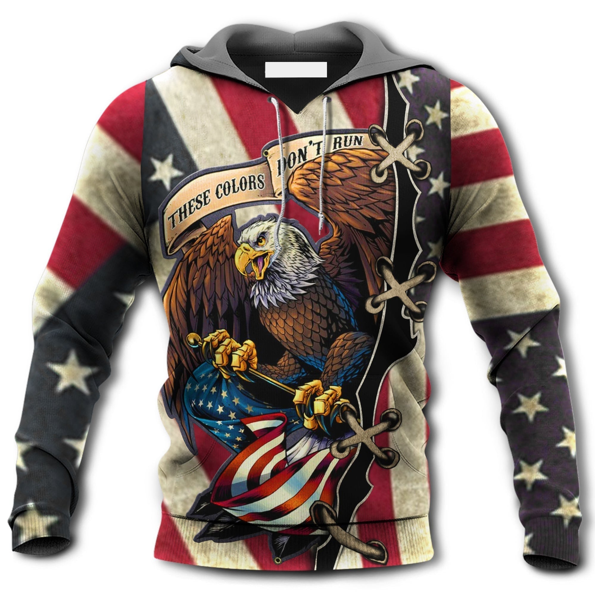 These Color Don't Run American Eagle Fly Flag - Hoodie