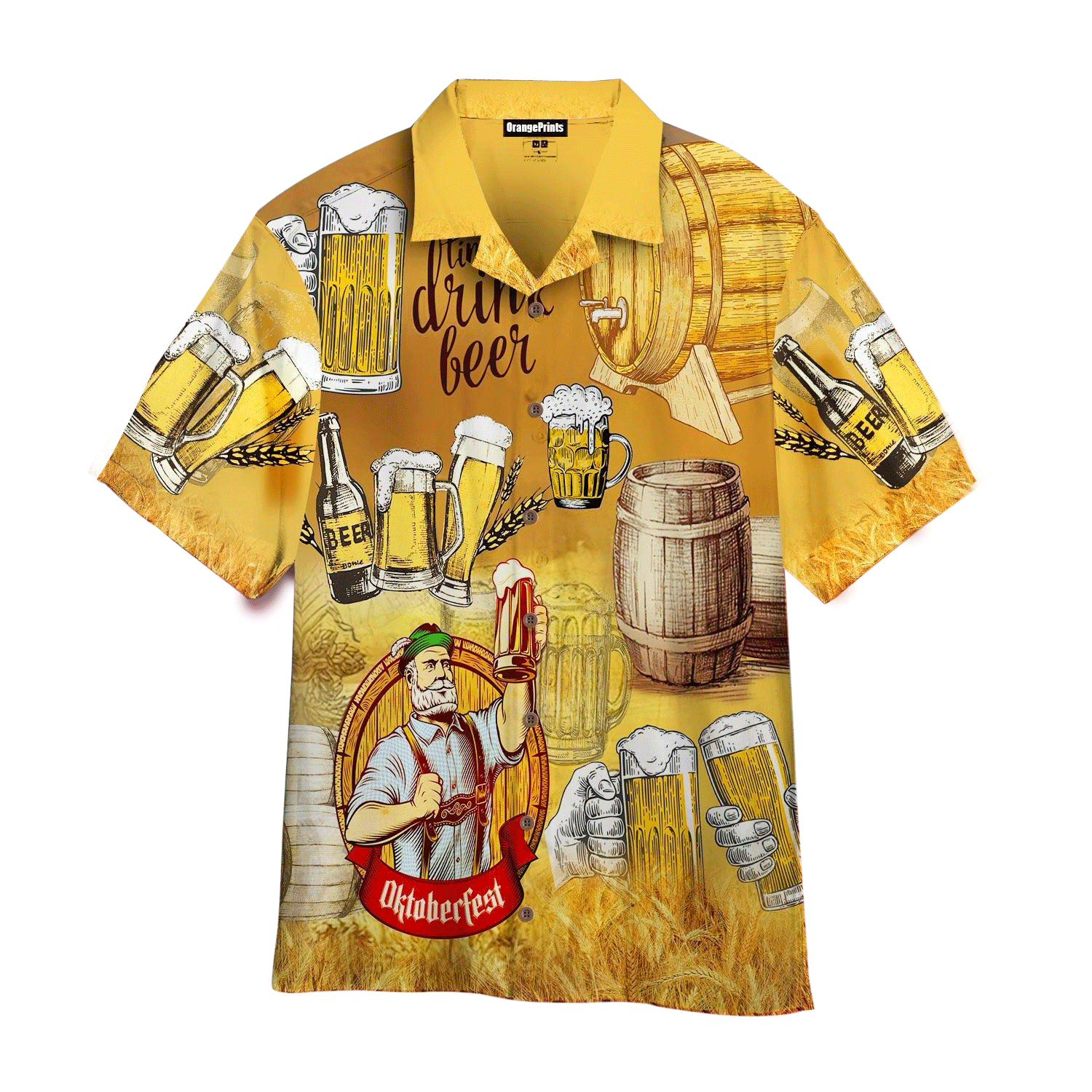 Oktoberfest Time To Drink Beer Yellow Hawaiian Shirt