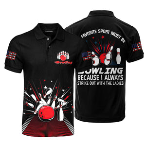 Strike Out With Lady Bowling Team Polo Shirt For Men