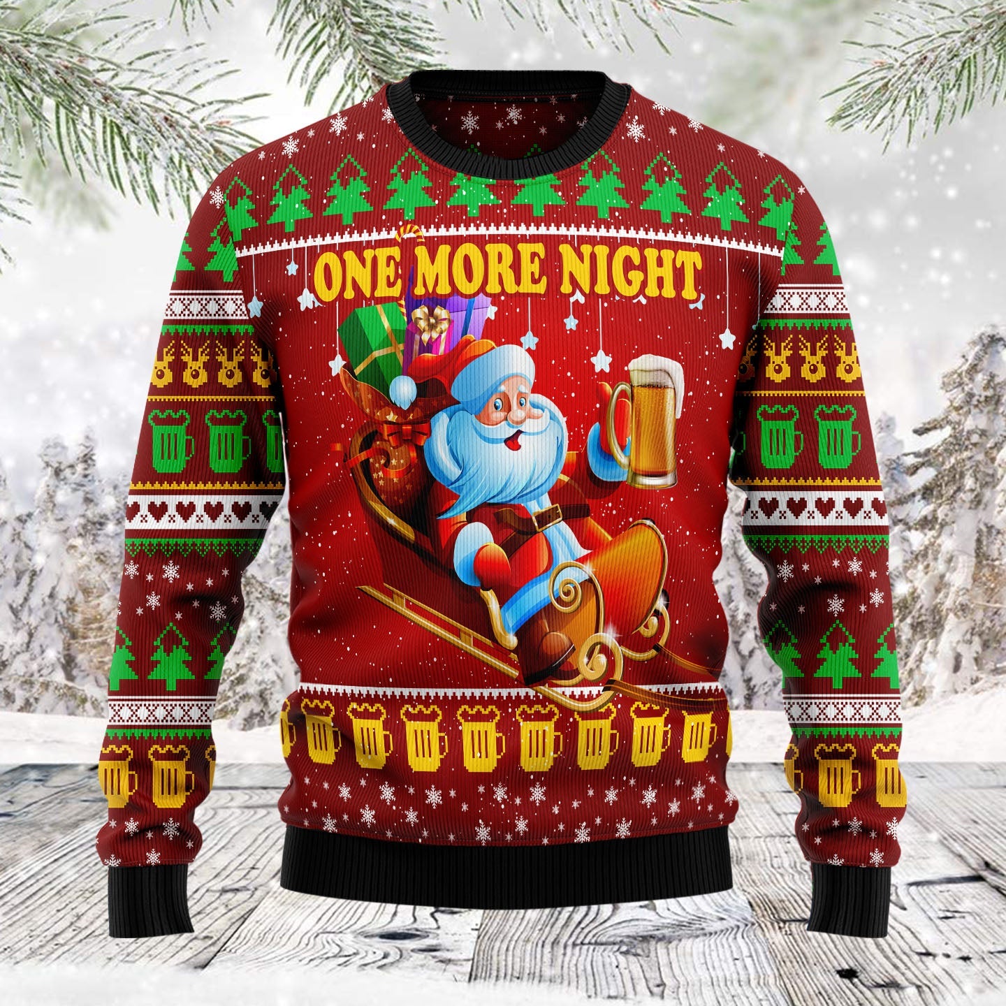 One More Night Beer Christmas Funny Ugly Sweater