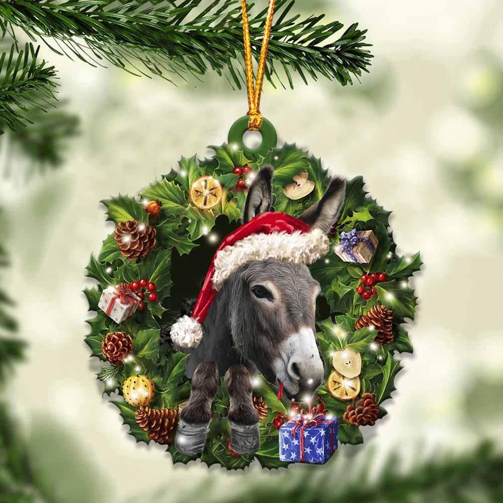 Donkey And Christmas Ornament - Gift For Animal Lover