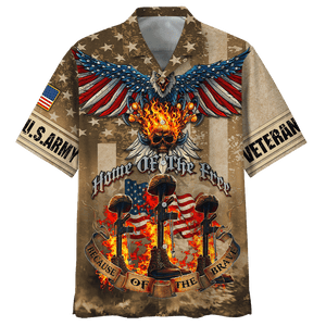 Army Home Of The Free Because Of The Brave Skull - Hawaiian Shirt