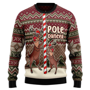 Funny Pole Dancer Reindeer Ugly Sweater