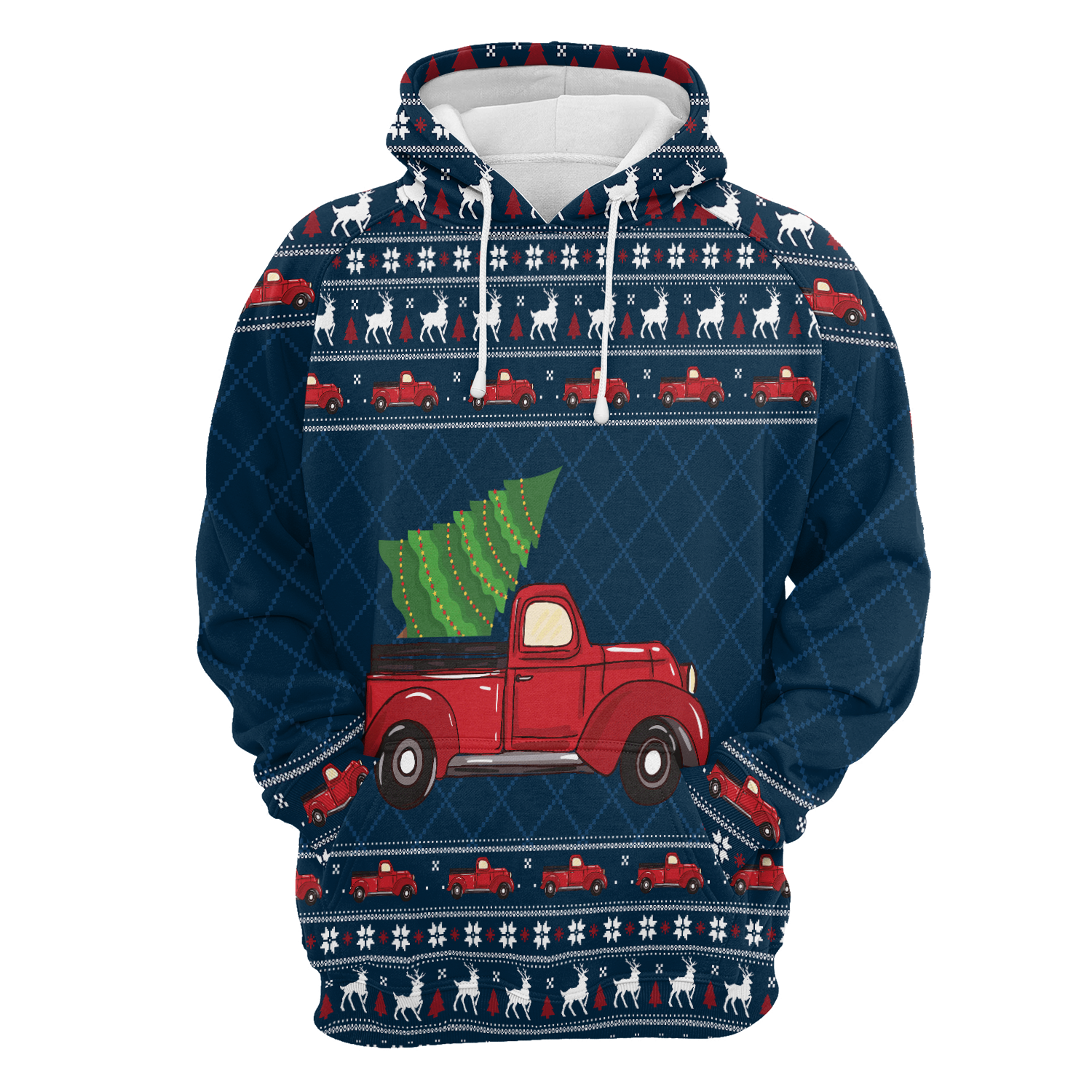 Vintage Red Truck Christmas Tree - Hoodie