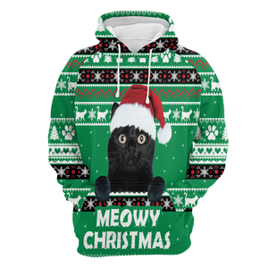 Christmas Meowy Black Cat - Hoodie