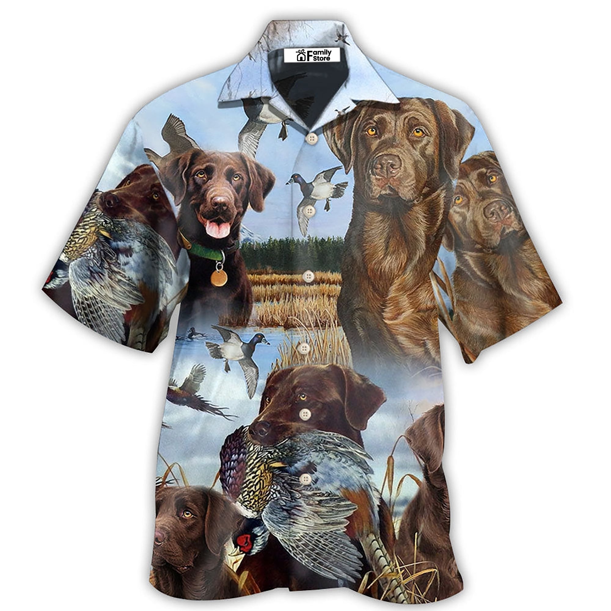 Chocolate Labrador Retriever Hunting Blue Sky - Gift For Hunting Lovers - Hawaiian Shirt