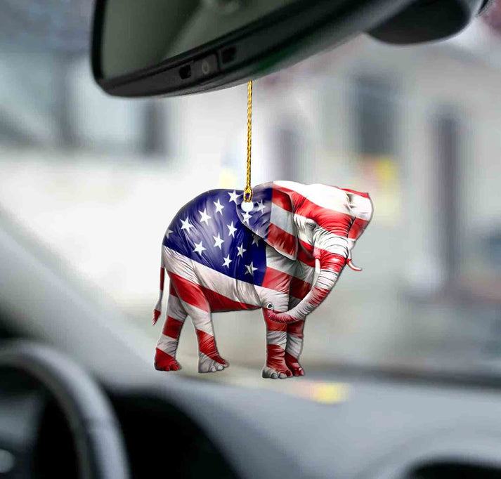 Elephant Flag Tattoo Ornament - Gift For Elephant Lovers