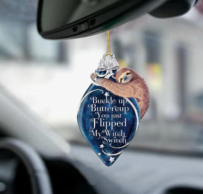 Sloth Buckle Up Two Sided Ornament - Gift For Animal Lover