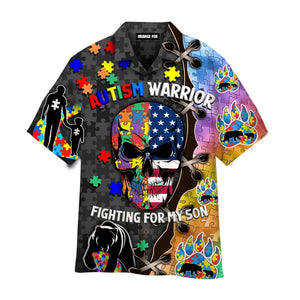 Autism Skull Warrior Fighting For My Son Hawaiian Shirt