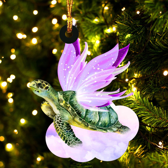 Turtle And Wings Ornament - Gift For Ocean Lover