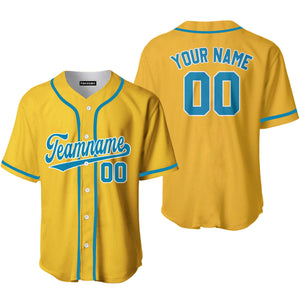 Personalized Blue White And Gold Baseball Tee Jersey