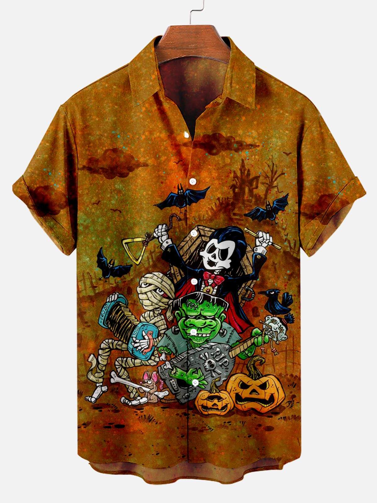 Skull Playing Music Pattern - Hawaiian Shirt