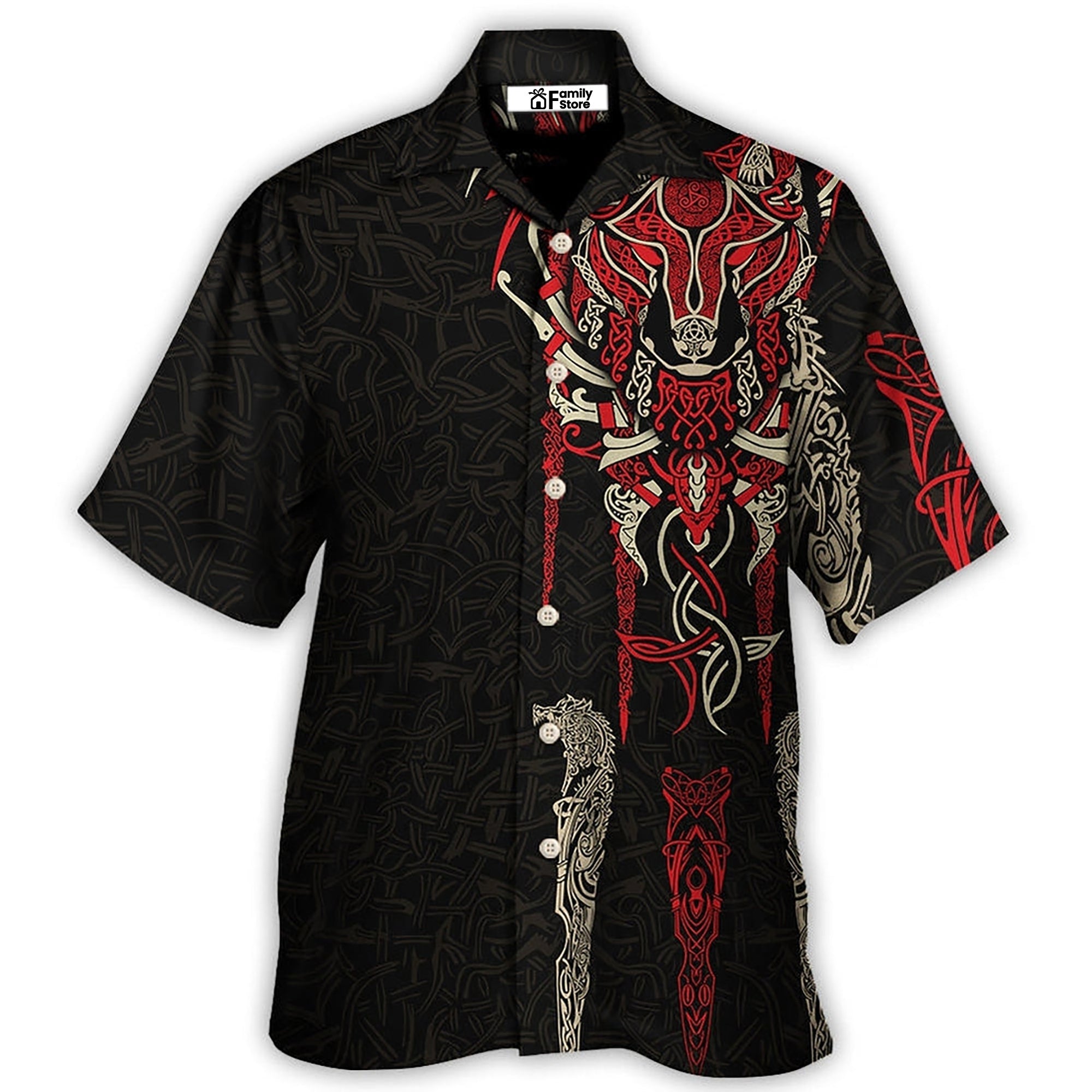 Viking Fenrir Wolf Head Norse Celtic - Hawaiian Shirt