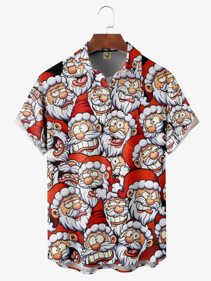 Christmas Funny Emotion Santa Claus's Face - Hawaiian Shirt