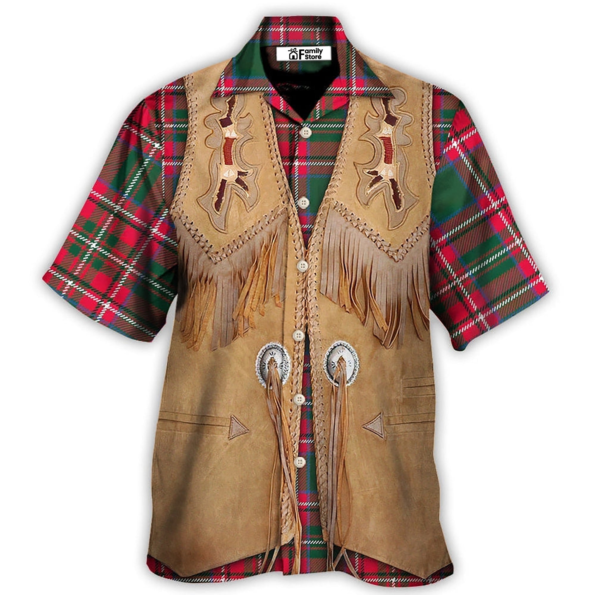 Christmas Santa Vintage Western Jacket Fringe Costume Cosplay - Hawaiian Shirt