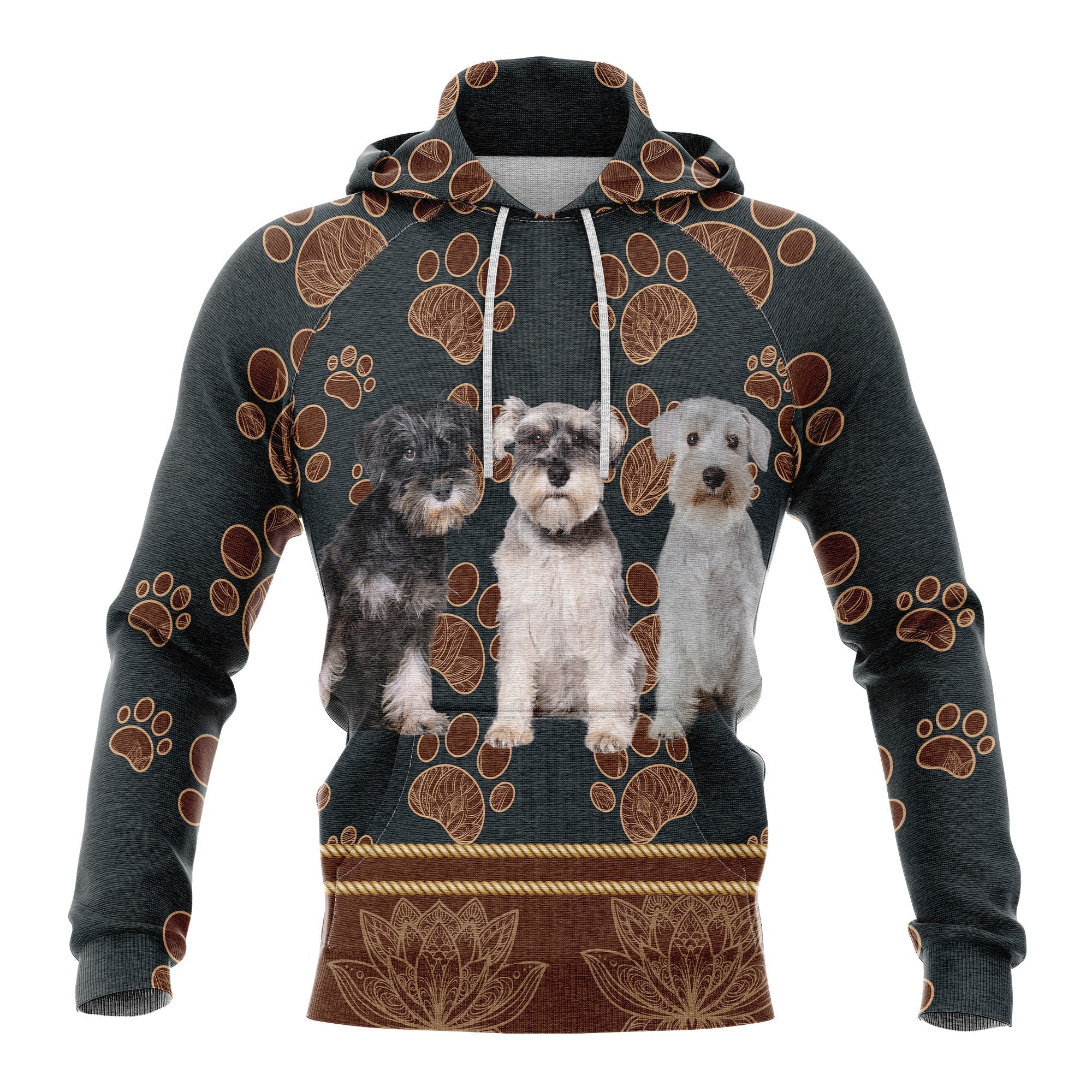 Miniature Schnauzer Floral Paw - Hoodie