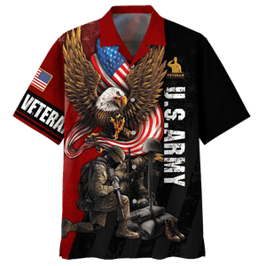 Wingspan Eagle And 2 Soldiers Us Army Veteran - Hawaiian Shirt