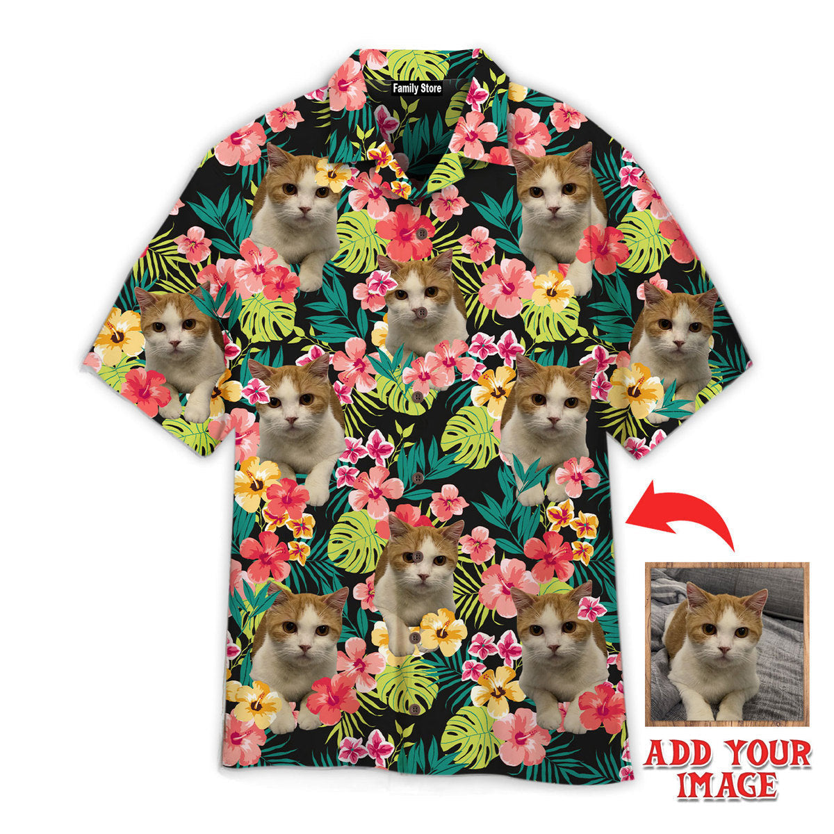 Custom Photo Summer Tropical - Gift For Cat Lovers - Personalized Hawaiian Shirt