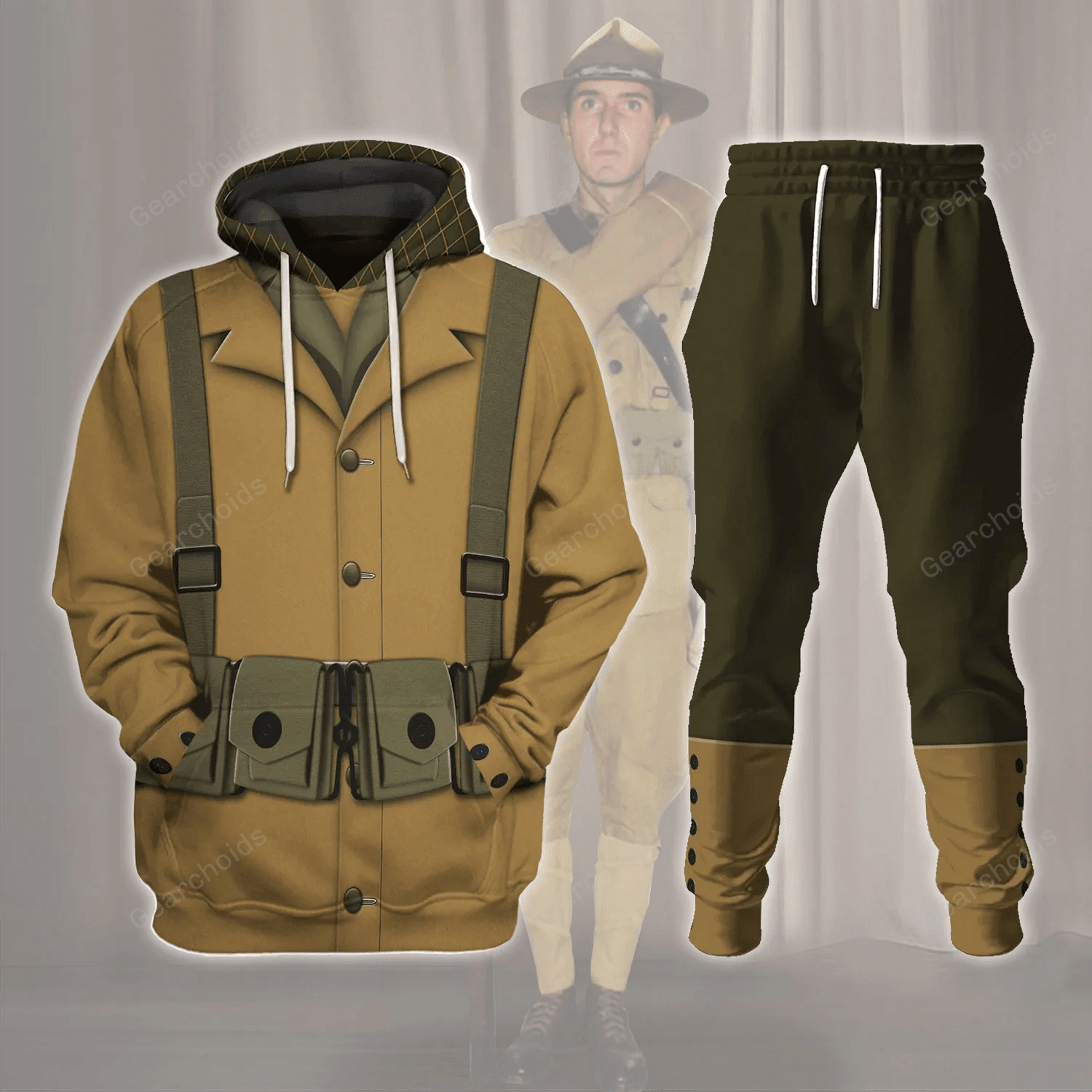 US Army WW1 Infantryman Costume Hoodie Sweatshirt Sweatpants