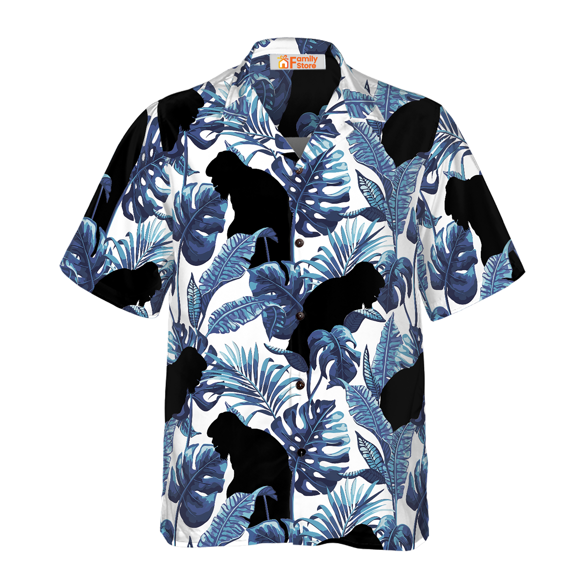 White And Navy Blue Tropical Floral Bigfoot - Gift For Men And Women  - Hawaiian Shirt