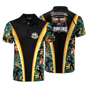 Summer Bowling Floral Flower Sport Polo Shirt For Men