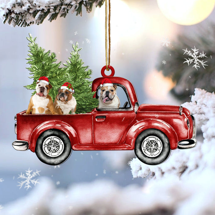 Bulldog Red Car Ornament - Gift For Dog Lover