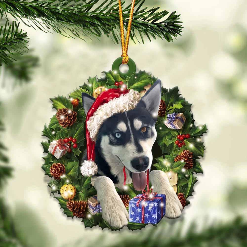 Husky And Christmas Ornament Cus - Gift For Dog Lover