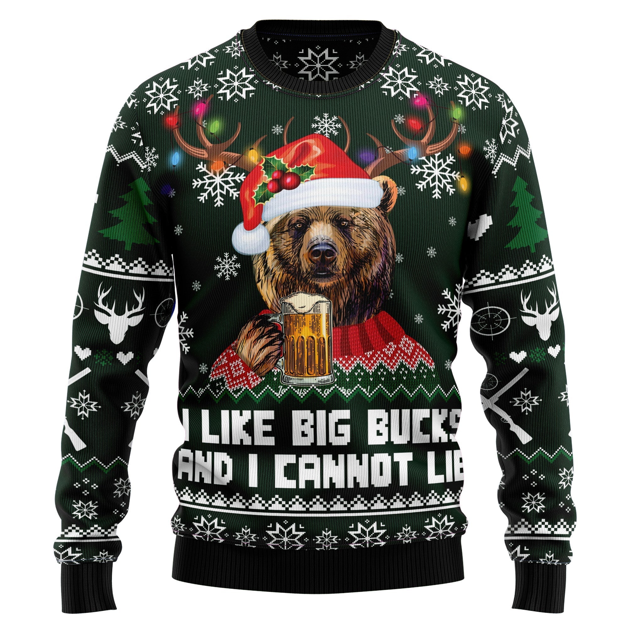 Bear Hunting And Beer Ugly Christmas Sweater