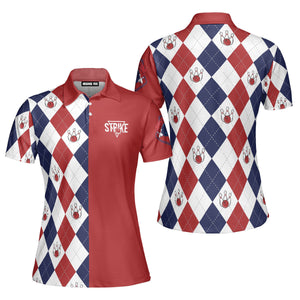 Strike Bowling Red Argyle Bowling Pattern Polo Shirt