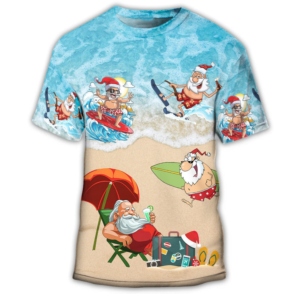 Christmas Santa Play On Beach T-Shirt