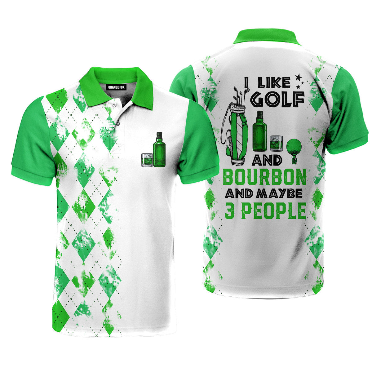 I Like Golf And Bourbon Green Golf Polo Shirt For Men