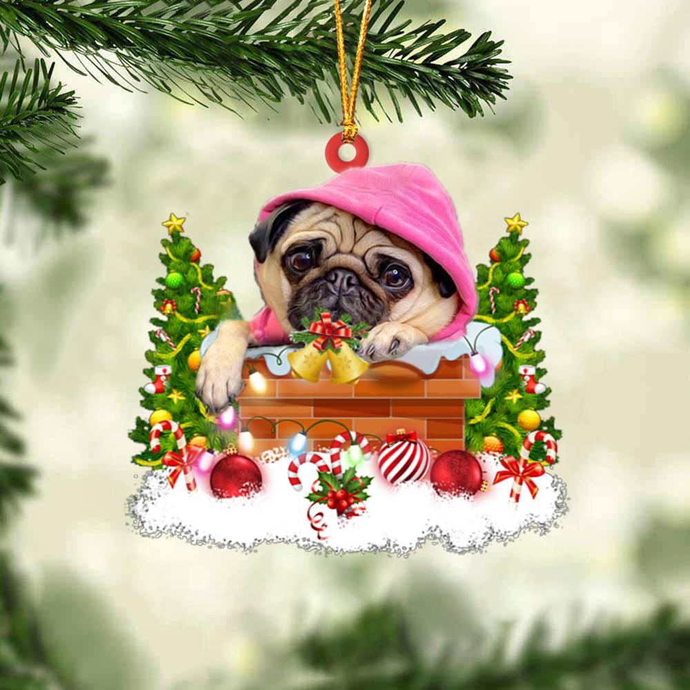 Pug And Christmas Ornament - Gift For Dog Lover